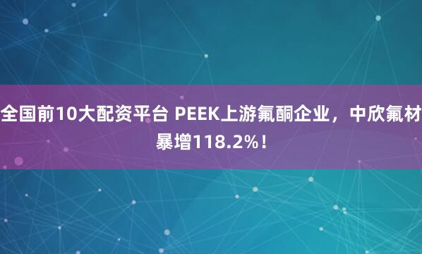 全国前10大配资平台 PEEK上游氟酮企业，中欣氟材暴增118.2%！
