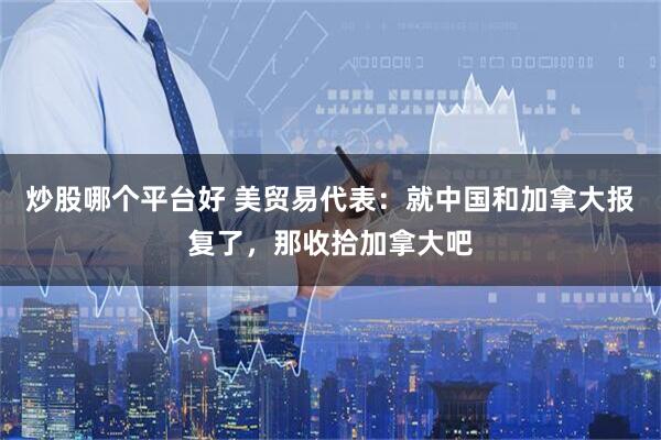 炒股哪个平台好 美贸易代表：就中国和加拿大报复了，那收拾加拿大吧